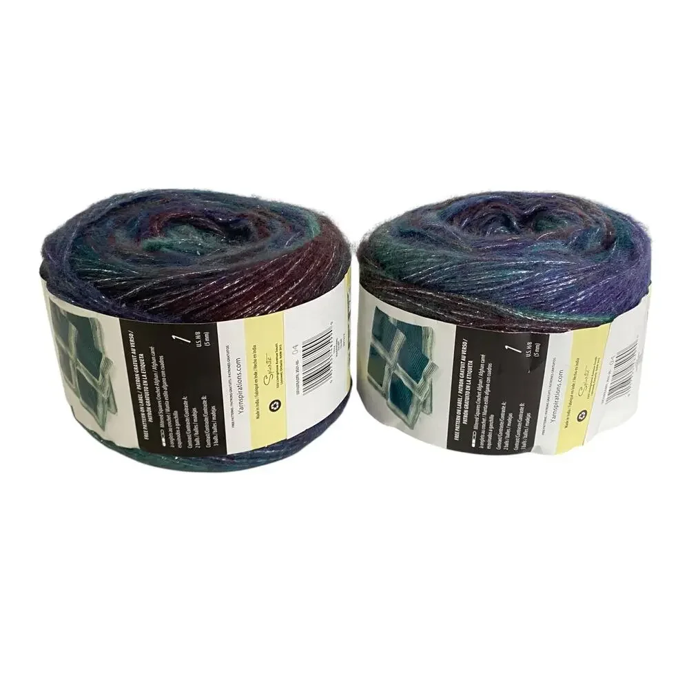 Caron Crystal Cakes Yarn Hummingbird Blue Purple Metallic Discontinued Lot of 2